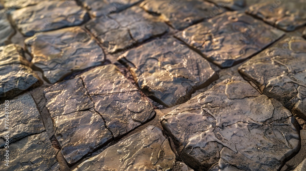 Poster detailed close up of a stone surface with cracks. suitable for backgrounds and textures