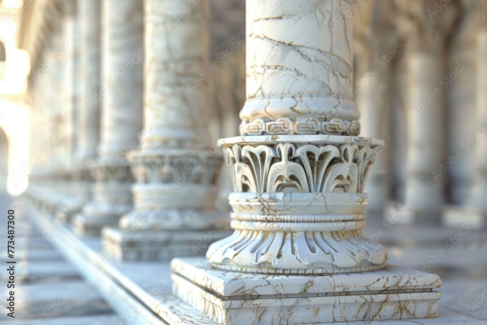 Poster Detailed view of a building with columns, suitable for architectural projects