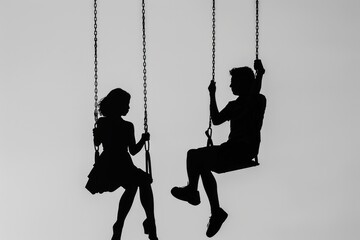 A couple of people enjoying a swing together. Perfect for family and leisure concepts