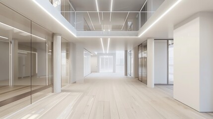 Spacious modern double-deck office studio interior. AI Generated