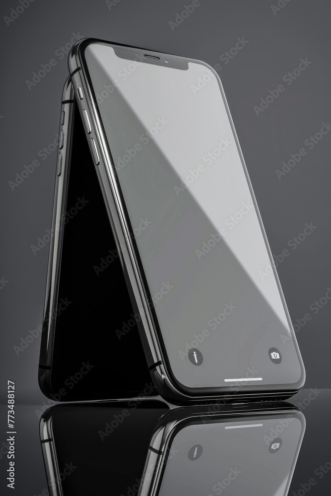 Poster close-up of a cell phone on a table, suitable for technology concepts