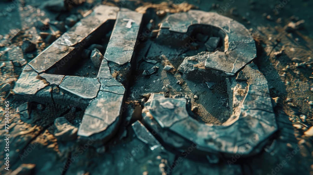 Poster close up of a metal number on a piece of wood. suitable for various design projects