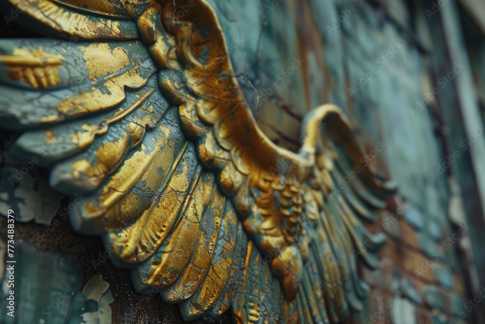 Poster Detailed view of a bird statue, suitable for various projects