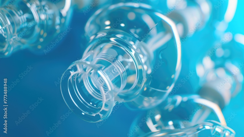 Poster A close up of a bunch of empty water bottles. Suitable for environmental and recycling concepts