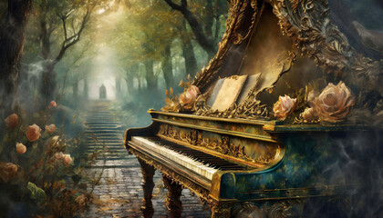 grand piano in the night