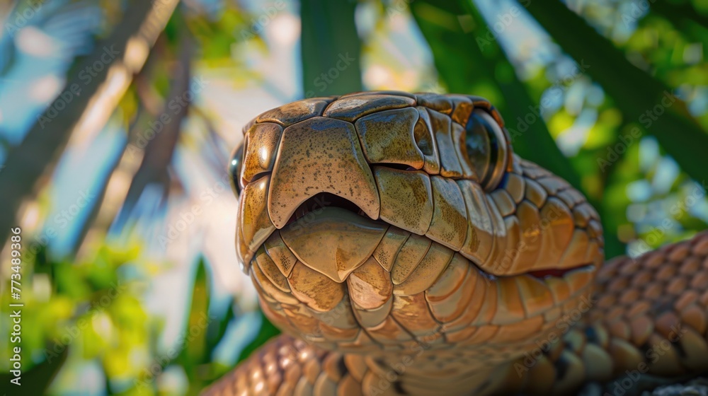 Poster Detailed view of a snake statue, suitable for various design projects