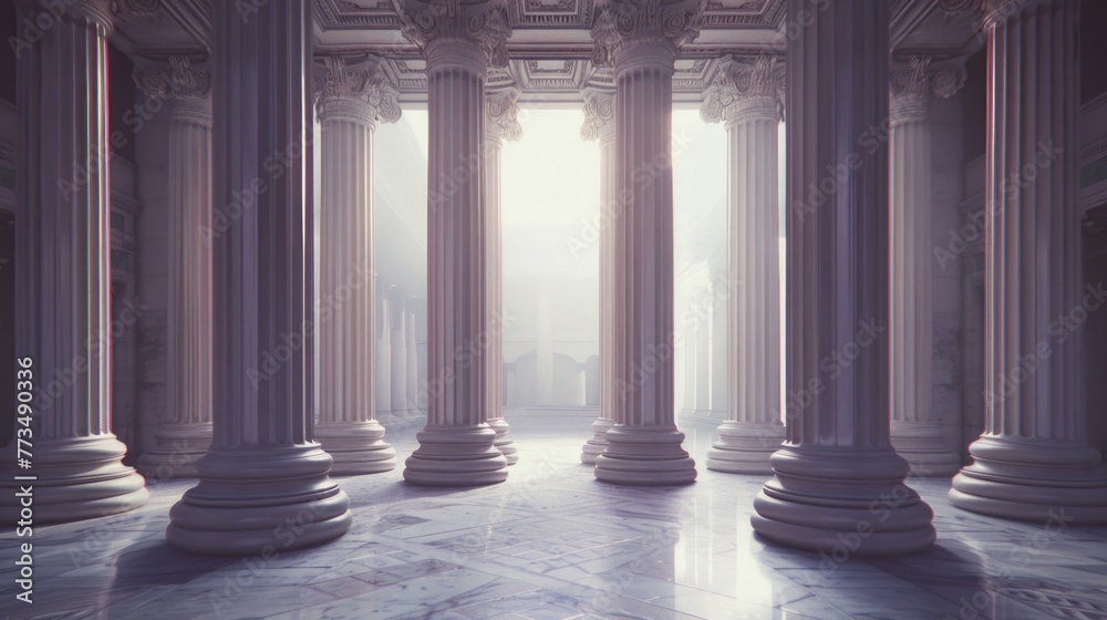 Aufkleber Interior with architectural columns and open sky view. Suitable for architectural design concepts