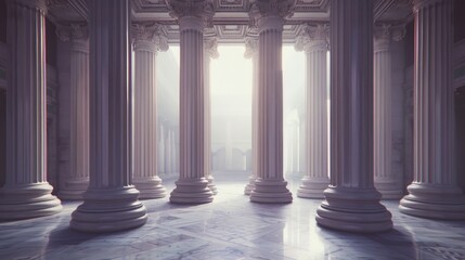 Fototapeta premium Interior with architectural columns and open sky view. Suitable for architectural design concepts