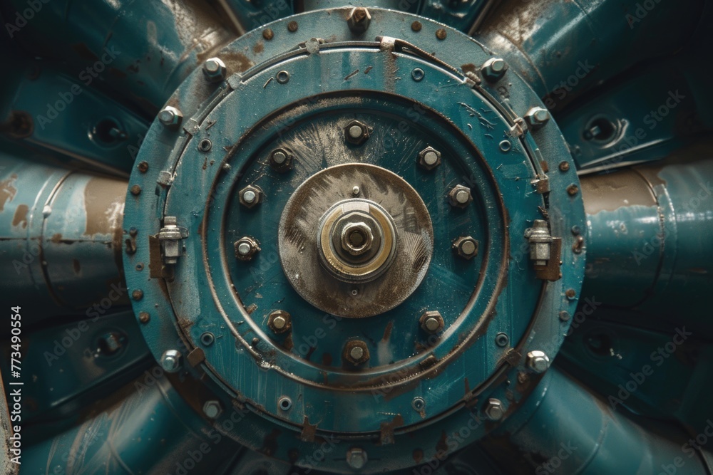 Poster detailed view of a plane propeller. suitable for aviation concepts