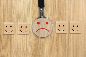 Customer dissatisfaction client, sad faces