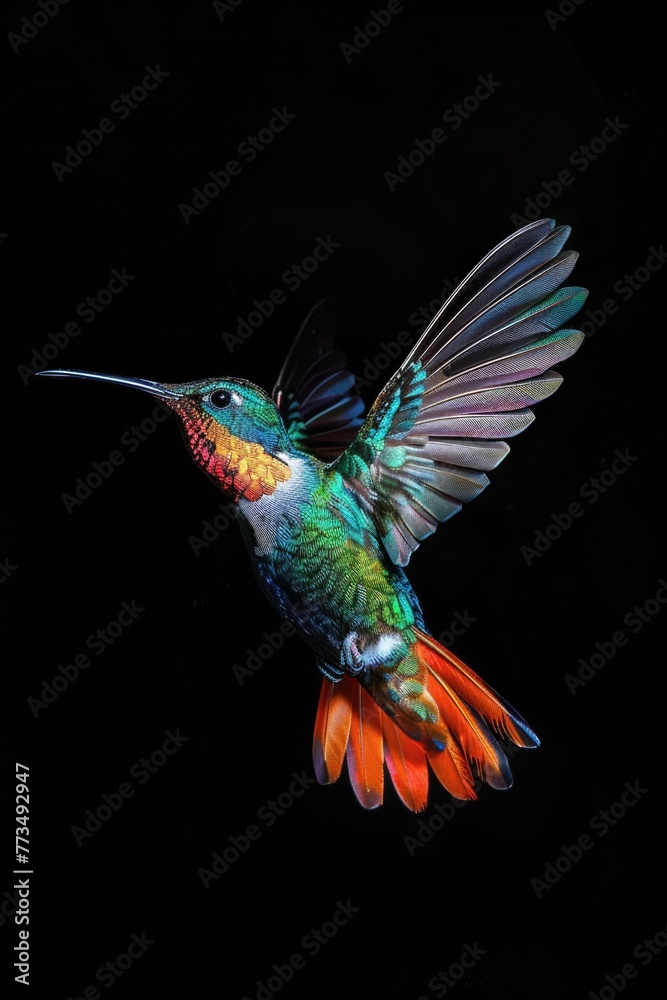 Poster a vibrant bird soaring through the sky, suitable for various projects