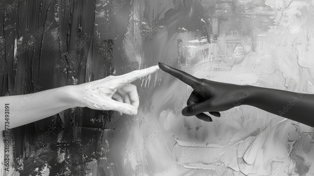 Leinwandbilder two hands pointing at something, versatile image for various concepts