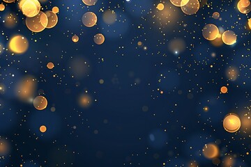 abstract background with Dark blue and gold particle. Christmas Golden light shine particles bokeh on navy blue background  - obrazy, fototapety, plakaty