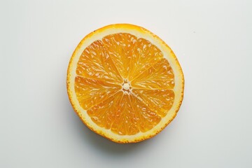 Fresh halved orange on a clean white background, ideal for food and health concepts