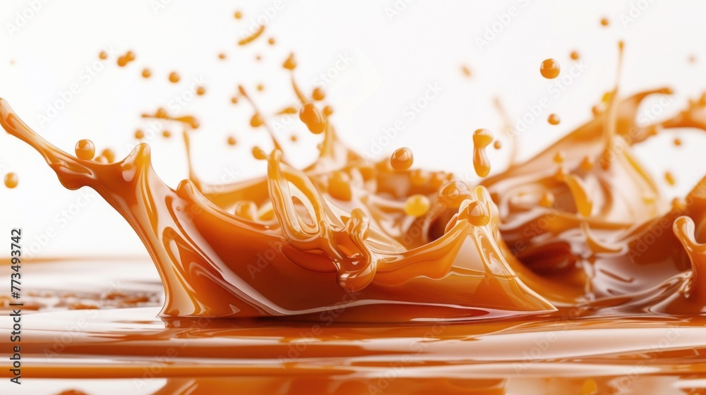 Poster a dynamic image of liquid splashing on a clean white background. ideal for product photography or ad