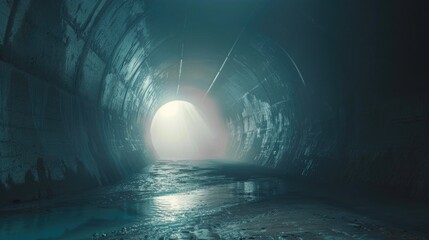 Dark tunnel with a light at the end. Suitable for concepts of hope, success, and overcoming...