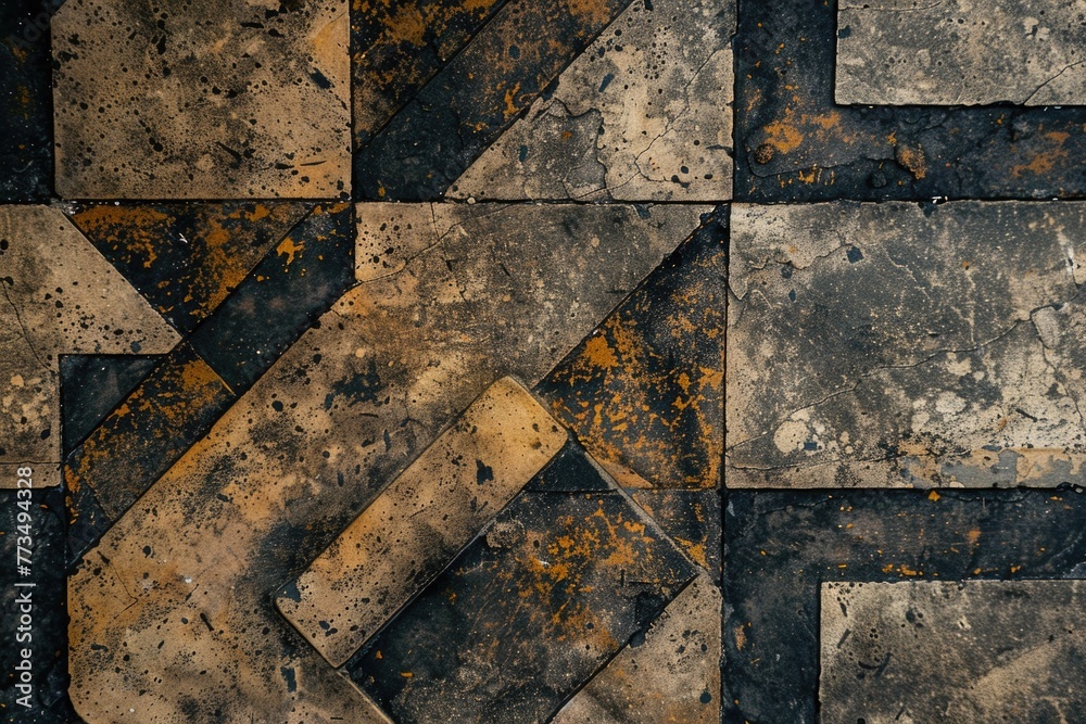 Fototapete close up of a clock on a tiled floor, suitable for time management concepts