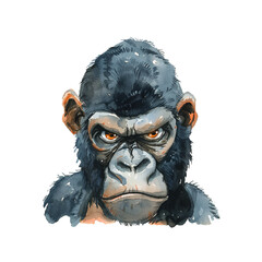 gorilla head vector illustration in watercolour style