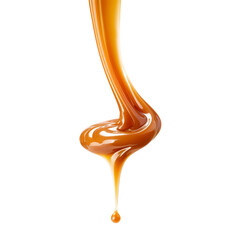 Poring caramel sauce isolated transparent, Generative AI