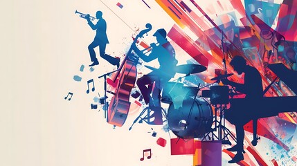 Copy space Illustration of International Jazz Day event concept graphic resource flayer - obrazy, fototapety, plakaty