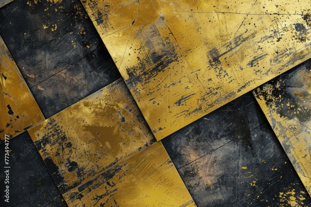 Poster detailed view of yellow and black checkered pattern. perfect for backgrounds and textures