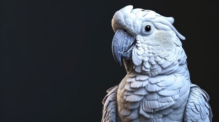 A detailed close up of a parrot with a black background. Suitable for nature and animal themed designs - obrazy, fototapety, plakaty