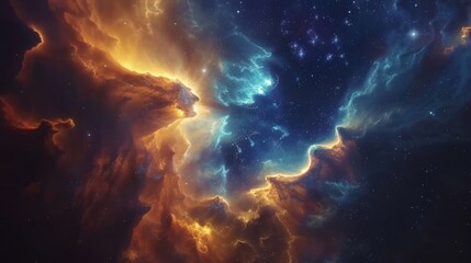 Celestial Wonder: Witness the Interstellar Nebula Canvas, where the Ethereal Blend of Cosmic Clouds and Starlight Reveals the Deep Space Phenomenon, Inviting You to Explore the Universe Mystique
