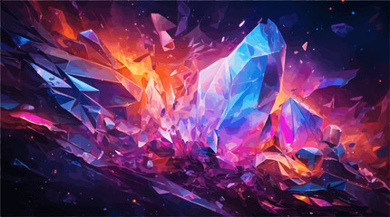 Vibrant colorful Crystalline prism in Vivid Colors illustration - obrazy, fototapety, plakaty
