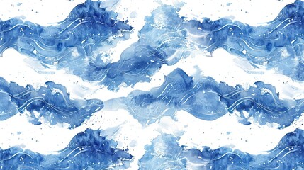 Nautical waves abstract watercolor canvas