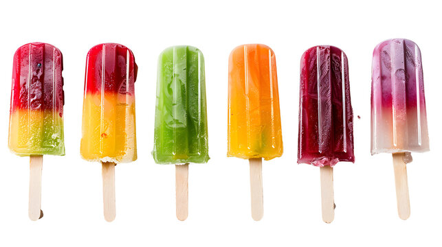 Set of unique colorful summer popsicles isolated on a white background