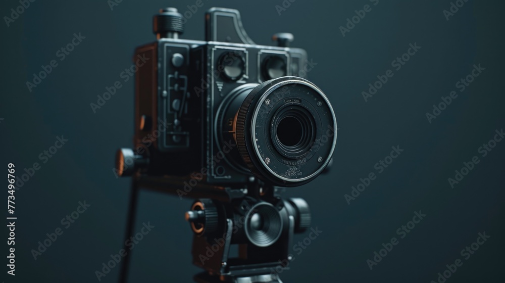 Poster close up of a camera on a tripod, ideal for photography concepts