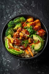 A bowl of assorted vegetables, perfect for a healthy meal. Great for nutrition blogs and recipe websites
