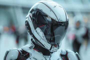 Person in White Suit and Helmet - obrazy, fototapety, plakaty