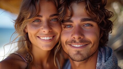 Smiling Man and Woman Pose for Camera