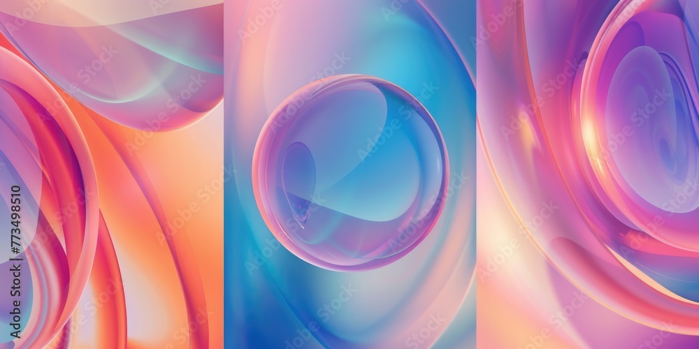 Poster A set of three different colored abstract designs. Suitable for various design projects