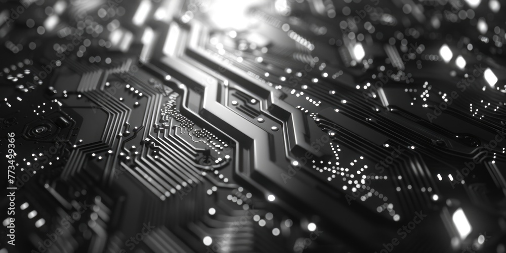 Poster Detailed view of a computer motherboard, suitable for technology concepts