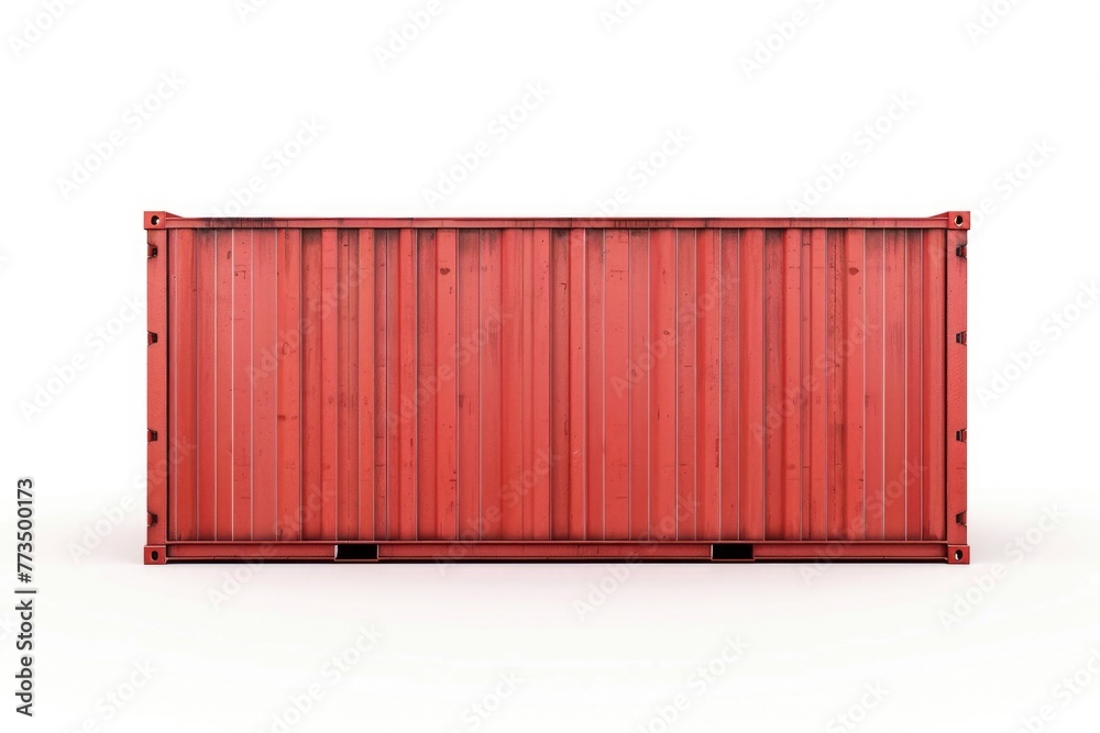 Poster a red container sitting on a white surface. perfect for industrial or storage concepts