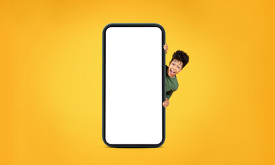 Man with a big phone mock-up