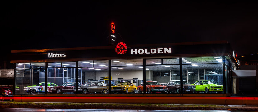 Closed Holden Dealership in Burnie Tasmania With Display of Older Holden Cars 