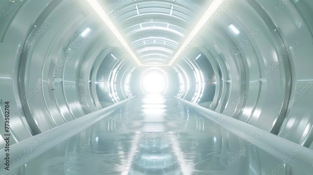 Poster a tunnel with a light at the end, symbolizing hope and success. suitable for various business concep