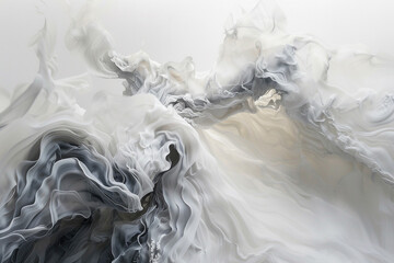 A captivating abstract composition with a milky white background, showcasing fluid and ethereal patterns.