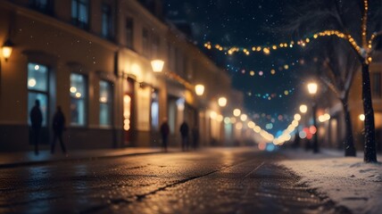 Twinkling Colorful Christmas Lights on a Black Background. Blurred background. Abstract. Moving. Sparkling light bulbs, blurry spots. Warm light. Garland. New Year background. Holiday atmosphere.