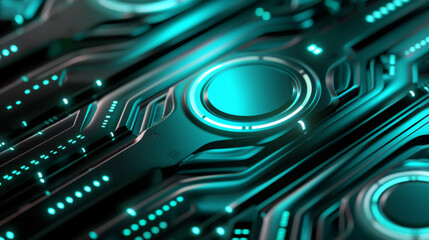 Futuristic circuit board with glowing blue lights