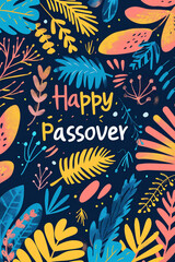 Fototapeta na wymiar Happy Passover greeting card. Seder Pesach invitation, flyer or banner template. Colorful illustration