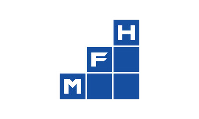 MFH initial letter financial logo design vector template. economics, growth, meter, range, profit, loan, graph, finance, benefits, economic, increase, arrow up, grade, grew up, topper, company, scale