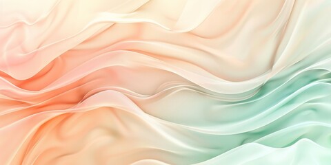 Soft pastel silk fabric texture. 3D digital illustration of gentle flowing satin for background or luxury design.