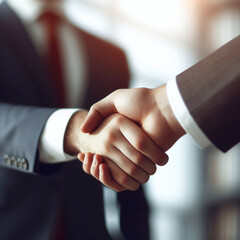 Successful Partnership: Businessman and Businessman Sealing Merger Deal with Handshake - obrazy, fototapety, plakaty