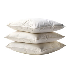 Stacked of white pillows, isolated on transparent background.