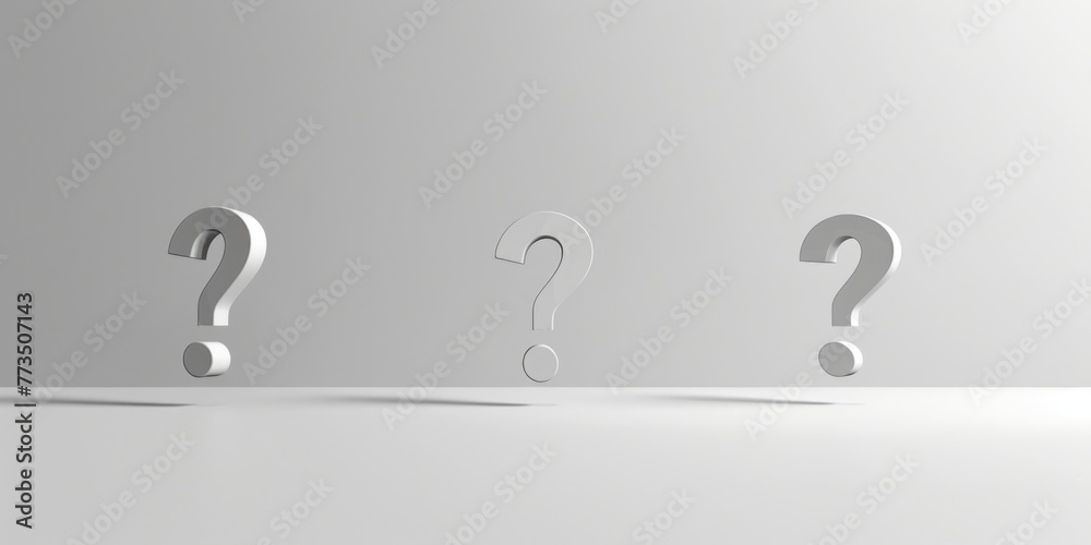Aufkleber Group of three question marks on a plain white background. Suitable for educational or design projects