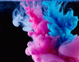Obraz premium Abstract background of pink and blue ink in water close-ups 